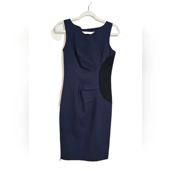 Carolina Herrera Navy Blue Sleeveless Silhouette career work Dress Size 2 Italy - Picture 7 of 12
